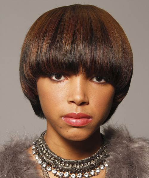 Short Smooth Hairstyle With Blunt Cut Bangs