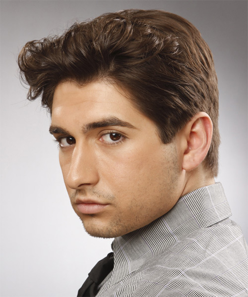 Tidy Brown Male Hairstyle With Height - side on view