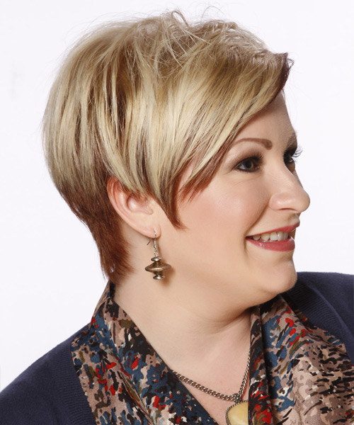 Medium Wavy   Light Auburn Blonde and Auburn Two-Tone  Hairstyle - side view