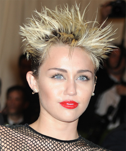 Miley Cyrus Short And Wild Spiky Hairstyle - side on view