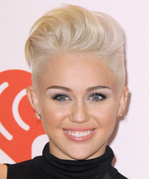 Miley Cyrus Short Light Platinum Blonde Hairstyle