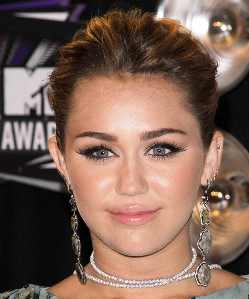 Miley Cyrus  Long Curly    Brunette  Updo Hairstyle