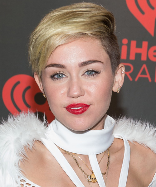 Miley Cyrus Short Golden Blonde Undercut Hairstyle