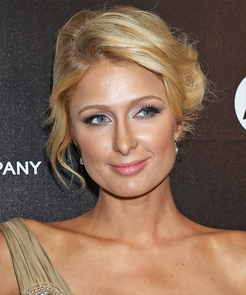 Paris Hilton  Long Straight   Light Golden Blonde  Updo Hairstyle   with Light Blonde Highlights