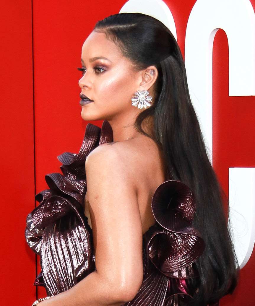 Rihanna Sleek Swept Back Hairdo - side view