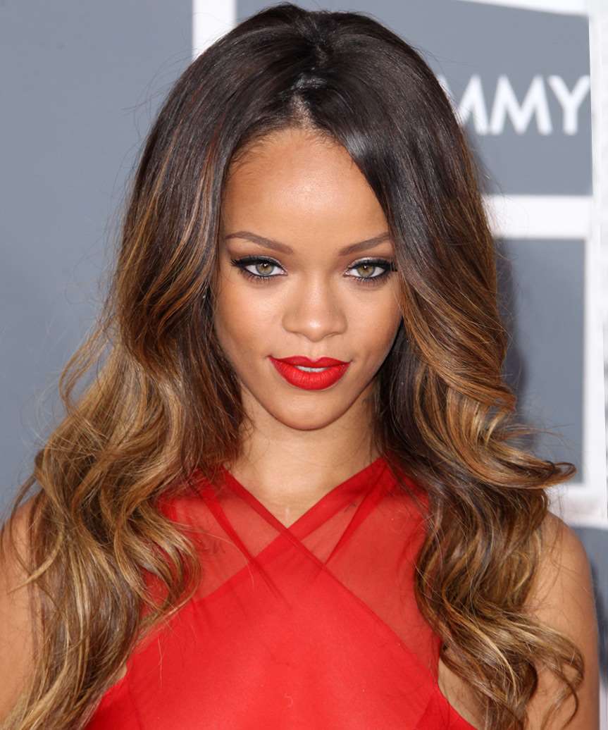 Rihanna Long Brunette Two-Tone Waves