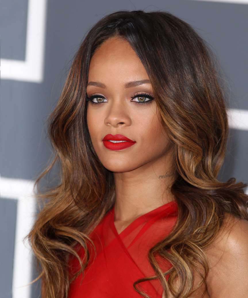 Rihanna Long Brunette Two-Tone Waves - side view