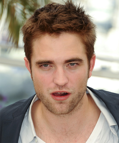 Robert Pattinson Short Straight    Auburn Brunette   Hairstyle