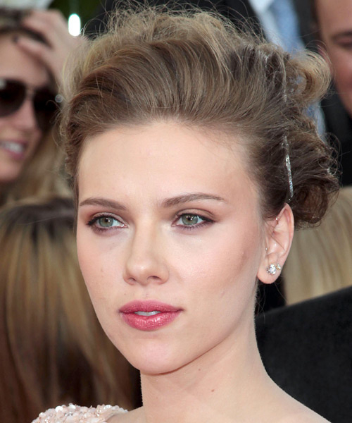 Scarlett Johansson  Long Curly   Dark Ash Blonde  Updo Hairstyle - side on view