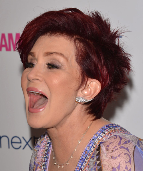 Sharon Osbourne Short Straight    Red   Hairstyle - side on view