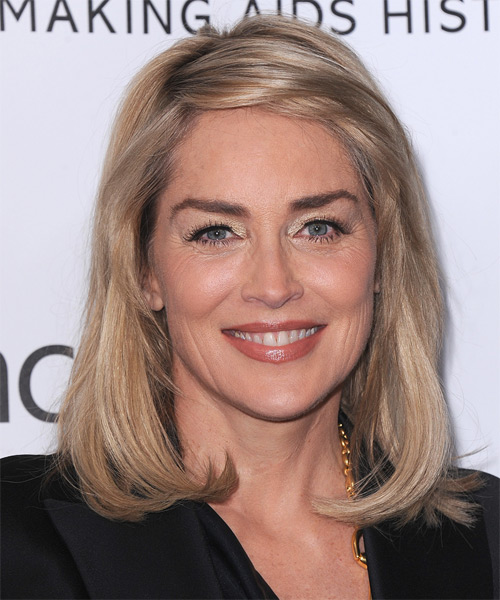 Sharon Stone Medium Straight    Champagne Blonde   Hairstyle