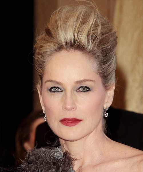 Sharon Stone  Long Straight    Blonde  Updo Hairstyle