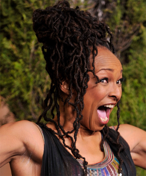 Siedah Garrett  Long Curly   Black  Updo Hairstyle - side on view