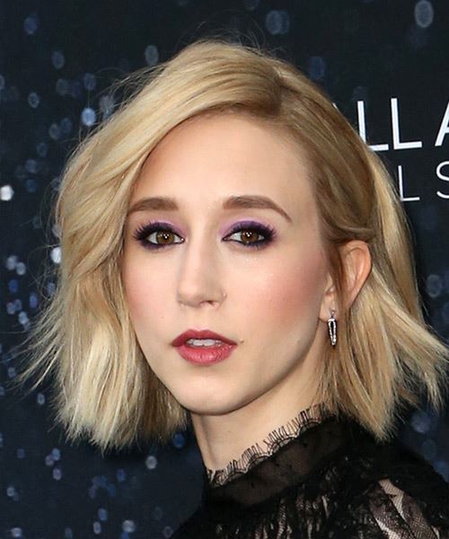 Taissa Farmiga Medium Wavy  Bob  Haircut with Blunt Cut Bangs - side view