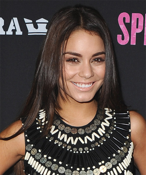 Vanessa Hudgens Long Straight   Dark Brunette   Hairstyle - side view
