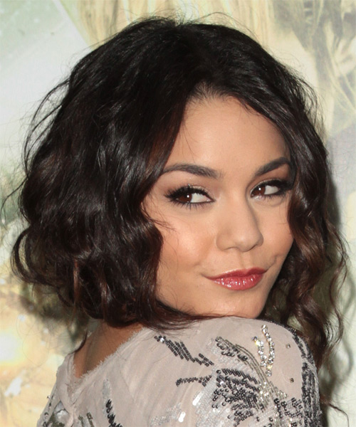 Vanessa Hudgens Medium Curly   Dark Brunette   Hairstyle - side on view