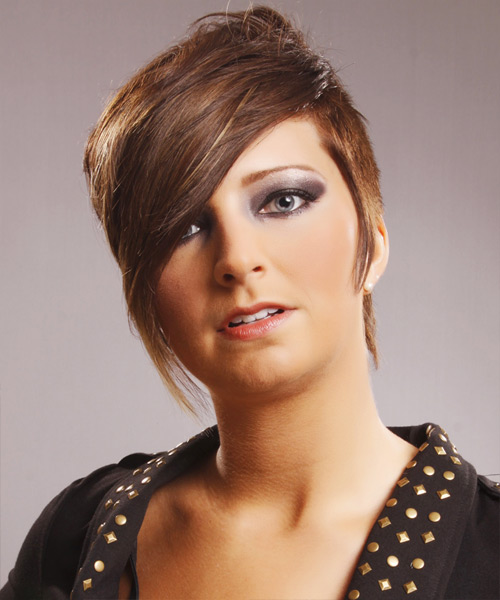 Modern Short Hairstyle With Extra Long Side-Swept Bangs
